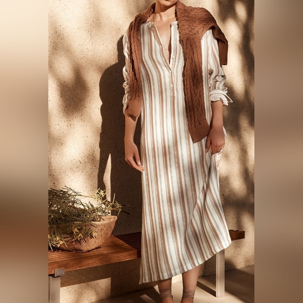 Organic Cotton Gauze Striped Dress Haven Well Within SZ XXS Womens BOHO